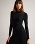 LATINIA-Dresses-This fluted knit dress is a fashion must-have. LATINIA's flattering silhouette, sleek fit and ribbed texture will look amazing with a pair of heels for a night out or worn with chunky boots for a laid back look. It features long sleeves, a crew neckline, a handy zip fastening and slim fit bodice. Midi dress Fluted skirt Ribbed texture Long sleeved Crew neck Zip fastening Slim fit bodice Julia is 5'10" / 1.78m and wears Black in a Ted size 1- Ted Baker Romania
